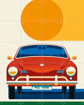 'Red Vintage Sports Car Front' by Bo Lundberg