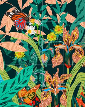 'Butterfly Garden Petrol' von Marylène Madou