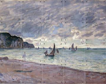 'Fishing Boats and Cliffs - Pourville' van Claude Monet & Bridgeman Images