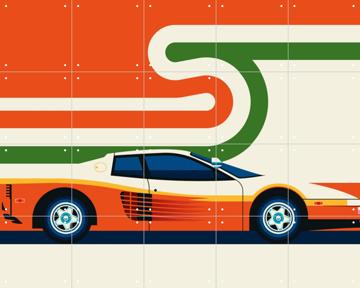 'Red and Creme Sports Car' par Bo Lundberg