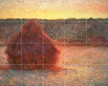 'Haystacks at Sunset - Frosty Weather' van Claude Monet & Bridgeman Images