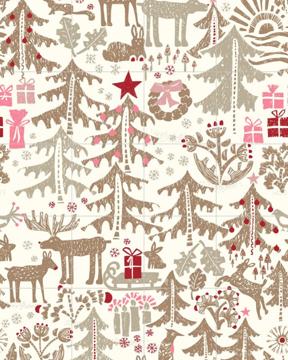 'X-Mas Winter Forest Pattern - Beige' van Annick & Various