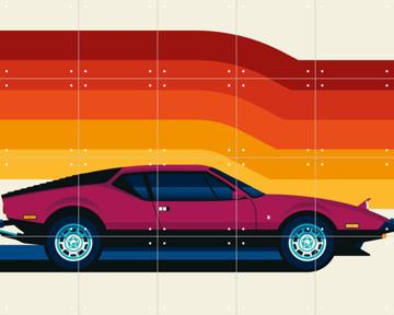 'Maroon Sports Car Side' par Bo Lundberg