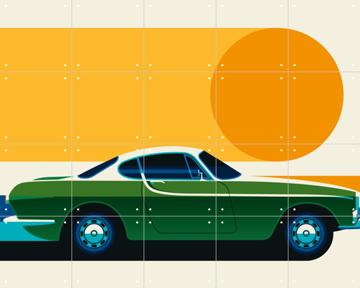 'Green Vintage Sports Car Side' by Bo Lundberg