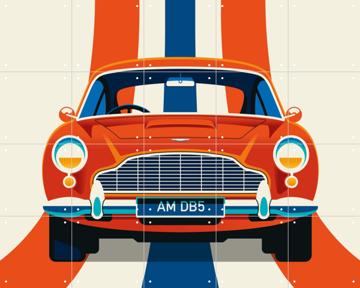 'Red Vintage Sports Car with Stripes' par Bo Lundberg