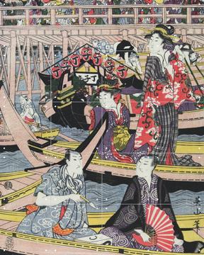 'People enjoying Fireworks at Ryogoku Bridge' par Kikuwa Eizan & Victoria and Albert Museum