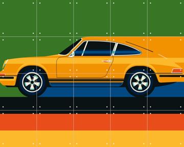 'Orange Vintage Sports Car Side' par Bo Lundberg