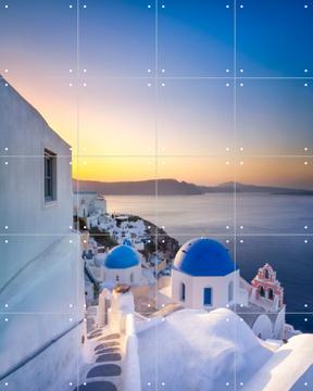 'Sunrise over the blue rooftops in Oia, Santorini, Greece' by Jan Becke