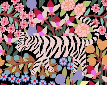 'Tiger in Flowers' von Sasha Ignatiadou