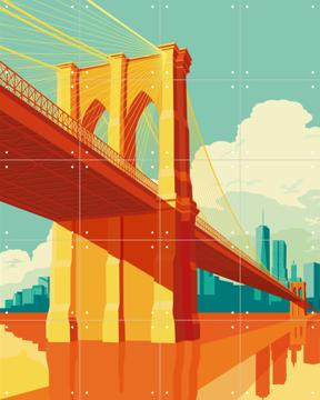 'NYC - Brooklyn Bridge Blue' by Remko Heemskerk & Art in Maps