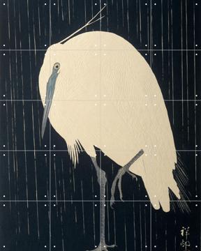 'Egret in the Rain' par Ohara Koson & Rijksmuseum