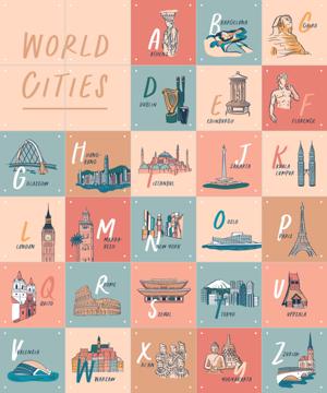 'Worldcities ABC Collage Box' van Revista Ontwerp & Kunst in Kaart